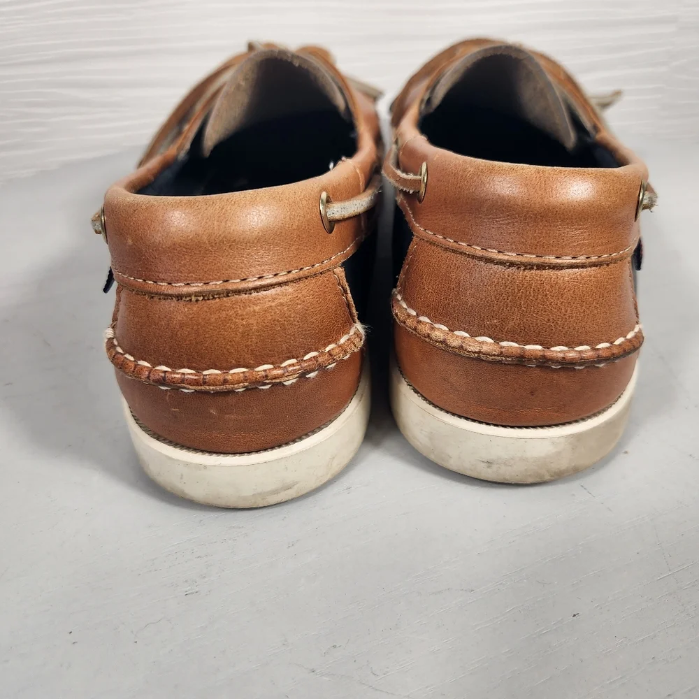 Sebago Men's Dockside Boat Shoes Size 8.5 Wide Loafers Navy Brown